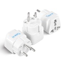 Ceptics India to Israel, Gaza, Palestina & More (Type H) Travel Adapter Plug - CE Certified - RoHS Compliant - White Color - 3 Pack (GP-14-3PK)