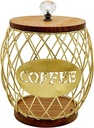 Coffee Pod Holder,K Cup Holder for Counter,Large Capacity Coffee Capsule Holder,Coffee Pods Storage Organizer for Coffee Bar Accessories Decor (iron, wood 4)