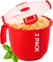Tafura Microwave Bowl with Lid – 34oz Microwave Safe Soup Bowls with Lids, Ramen Noodle Bowl with Handle, Leakproof Plastic Bowls Microwave Safe, BPA-Free Soup Mugs for Travel – 2 Count