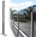 Glass Railing Mid Post 35.8", "SUS304 Stainless Steel Glass Balustrade Post with Spigot Slots for Indoors & Outdoors Railing of Deck, Balcony, Attic, Staircase (Silver)