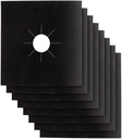 Stove Burner Covers - Gas Stove Protectors Black 0.2mm Double Thickness, Reusable, Non-Stick, Fast Clean Liners for Kitchen/Cooking. Stove top Covers Gas Burners Size 10.6" x 10.6" BPA Free(8 Packs)