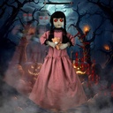 Scary Halloween Decorations Outdoor, Realistic Hanging Swinging Girl with Scary Sounds & Glowing Eyes, Hanging Ghosts Decor for Haunted House Graveyards Horror-Themed Party