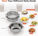 Ringmaster 3-Tier Stainless Steel Steamer, Steamer Pot for Cooking,Food Vegetable Steamer Cooker with Lid and Handles,Multi-Functions Stackable Steamer Cookware Pot, Silver