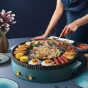 Electric Hot Pot and Grill 2 in 1, with Lid, Adjustable Temperature, High Efficiency and Smokeless, Nonstick BBQ Grill, Multifunctional Barbecue Grill Plate for Home Kitchen