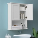 Bathroom Wall Cabinet Wooden Medicine Cabinet Buffering Hinge MDF Material Over Toilet Storage 23"x29" and Adjustable Shelves Cupboard Above Toilet with Large Space