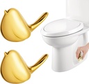 2 Pcs Ceramic Toilet Bolt Caps Small Birds Statues Ceramic Birds Home Decor Modern Style Gold Decorative Ornaments for Bedroom Living Room Office Desktop Cabinets