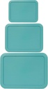 3, 6 & 11 Cup Turquoise Replacement Lids/Covers for Pyrex, Anchor Hocking & KlareWare Storage Bowls *Lids Only Glass Container Not Included* (3 Pack *One of Each Size*)