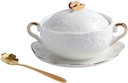 Hemoton Coffee Cups Ceramic ceramic stew pot with tray lid and porcelain soup bowl steam bowl soup bowl steaming cup food bowl for kitchen egg custard medicinal birds white Decaf Coffee