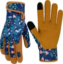 MERTURN Leather Gardening Gloves for Women Garden Gloves Thorn Proof Touch Screen Design Heavy Duty Yard Working Gloves for Planting, Digging Women Gardening Gift, M