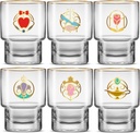 JoyJolt Disney Princess Iconic 10 oz Short Drinking Glasses, Lowball Glass Cups Set of 6 ft Snow White, Cinderella, Sleeping Beauty and more, Water, Juice, Coffee, Tea Tumblers, Disney Gifts