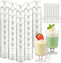 80 Pcs 5 oz Mini Plastic Dessert Cups with Spoons, 40 Disposable Clear Parfait Appetizer Shooter Goblets 40 Spoons, Party Serving Bowl for Tasting Yogurt Mousse Ice Cream Pudding Fruit Trifle