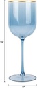 [12 Oz - 5 pk Blue] HomeyGear Plastic Blue W Gold Rim Goblets Wine Glasses BPA Free 12 Oz Disposable Elegant Drink Cups for Parties Wedding Receptions Fancy Reusable Tumblers for EZ CleanUp 5 Pack