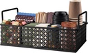 Coffee Bar Organizer, Metal Countertop Station With Handles, Coffee Pods Holder, Tea Condiment Organizer, Mesh Black