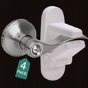 Childproof Door Lever Lock(4 Pack) Door Locks Handle for Kids Safety,Preventing Babies From Opening Doors,3M Adhesive and Tool-free Installation,Durable ABS.