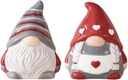 2 Pcs Christmas Valentines Gnome Couple Salt and Pepper Shakers Set Ceramic Dwarf Seasoning Bottle Spice Container Dispenser for Kitchen