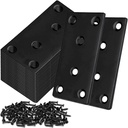 20Pack 4x2 Inch Black Flat Mending Plates Flat Bracket, Stainless Steel Mending Joining Plates Repair Fixing Bracket for Wood Furniture Fence