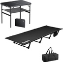 Ultralight Camping Cot Save Effort, Comfortable Camping Bed Supports 350 Lbs with Side Pocket & Folding Camping Table, 36" x 24" Portable Table