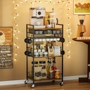 Coffee Bar Station with Storage Drawer - 5 Tier Coffee Table Countertop Organizer for K Cups, Tea Bags, Sugar Storage and Kitchen Cabinets (Brown)