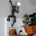 Industrial Wall Lighting Fixture Vintage Resin Monkey Light Wall Lamp for Living Room Children's Kid's Bedroom Club Decoration (Black-Right Hand)