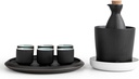 Ceramic Sake Set, Sake Set with Warmer, Traditional Hot Saka Set 8-Piece Including 1Pc Warming Mug, 1Pc Sake Pot, 4Pcs Sake Cups 1 Base and 1 Tray,Candle Stove,4 Cups
