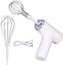 cordless electric mixer, portable hand held electric mixer with 3 speed automatic control suitable for mixing pretzels cakes eggs dough food mixer (White)