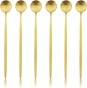 6-Pieces 7.87-inch Iced Tea Spoons With Long Handles, 18/0 Stainless Steel Ice Cream Coffee Dessert Spoon or Stirring Spoon Multipurpose Tea Spoon Set For Sundae, Cocktails