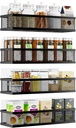 Spice Rack Wall Mount, 4 Pack Pantry Door Organizer & Hanging Storage Baskets Organizer Wall Mount, Large Capacity Metal Spice Shelf for Kitchen Cabinet, Pantry Doors, Bathroom, Shower, Home Decor