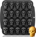 HKNMTT Skull Silicone Molds for Halloween Baking Pizza Cake Pan Small Spooky Head Tray Reusable Food Grade Nonstick Bakeware for Oven Safe Horror Treats 6 Cavity Skeleton Mould