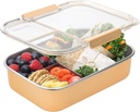 Smash Microwave Safe Stainless Steel 3 Compartment bento box with powder coated base- Peach