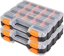Tool Box with Transparent Lid, Double Side 34-Compartments Organizer Box with Removable Dividers for Hardware, Screws, Bolts, Nails, Beads, Jewelry and Fishing Accessories, Orange, 2 Pack