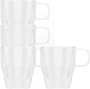 Elle Decor Double Wall Clear Coffee Cups, Set of 4, 5-Oz Stacking Espresso Mugs, Double Wall Insulated Glass Espresso Cups, Perfect for Espresso Shot, Tea and Juice