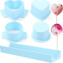 LemonRoad 5 Pcs Circle and Heart Cake Pop Mold Set with 9 Inch Tray Easy Cake Pop Circle Maker Pla Baking Tools Kit Baking Molds for Birthday, Weddings Desserts(Blue)